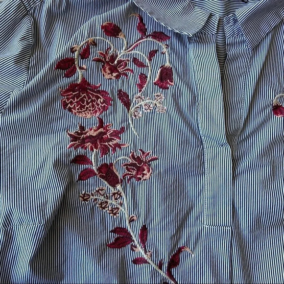 Jasmine & Juliana Striped Bell Sleeve Embroidered  Top - Picture 9 of 16